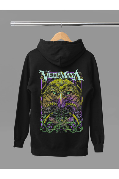 MAGORS سترة روك بقلنسوة من القطن المطبوع بأكمام طويلة وثلاثة خيوط من VEIL OF ...