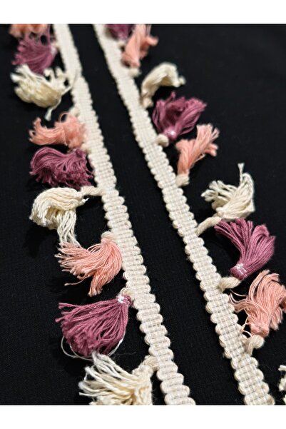 ULUPAMİR Pudra Renkli Perde Kenarı Pamuklu Saçak Püskül