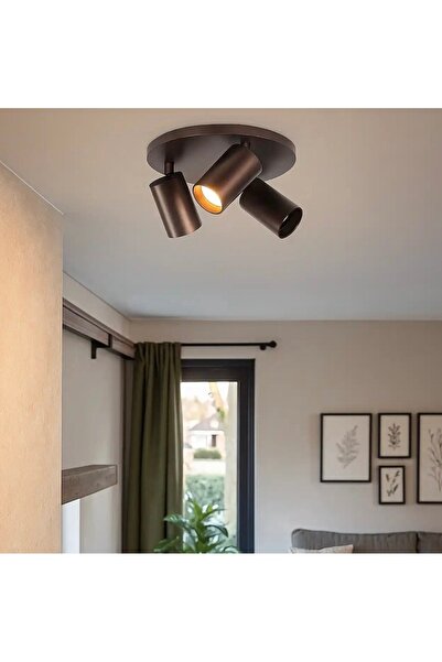demet habek mylights 3’lü Kahverengi LED Tavan Spot Avize GU10 OS RAM Tasarru...