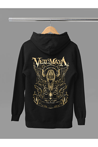 MAGORS سترة روك بقلنسوة من القطن المطبوع بأكمام طويلة وثلاثة خيوط من VEIL OF ...