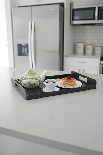 Grandmix صينية مطبخ معدنية أنيقة ومتينة مع مقابض، لوح تقديم مزخرف