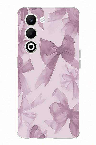 TechTree حافظة سيليكون مطبوعة على شكل فيونكة باللون البنفسجي متوافقة مع هاتف ...