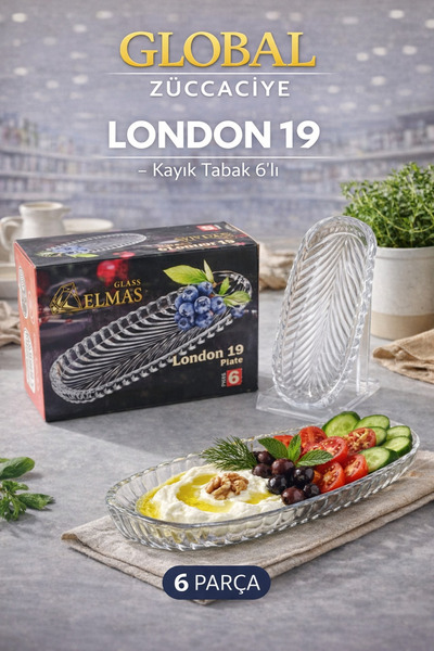 GLASS ELMAS LONDON 19 - Kayık Tabak 6'lı