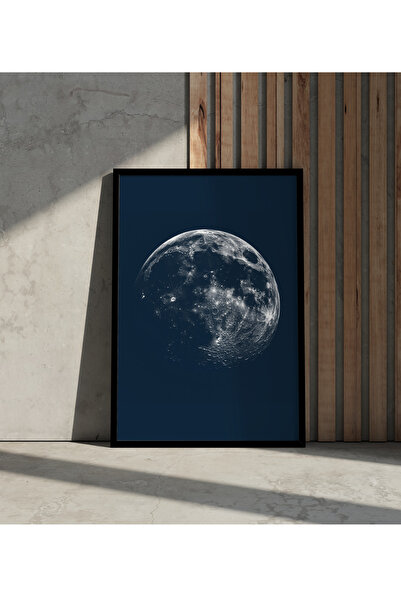 Rosaart Ahşap Çerçeveli Tablo -Ay Yüzeyi Tasarımlı Dekoratif Ay Tablosu-Çerçe...