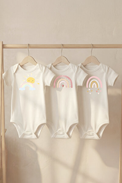 LilJoy Organik %100 Pamuk Hayvan Figür Baskılı Kısa Kollu Bebek Body Çıtçıtlı...