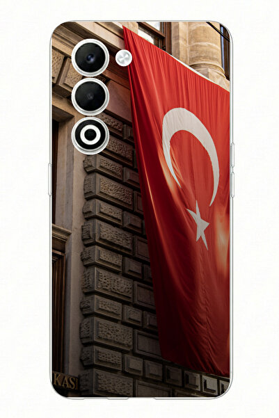 TechTree حافظة سيليكون مطبوعة بعلم تركي كبير متوافقة مع OPPO A5 4G