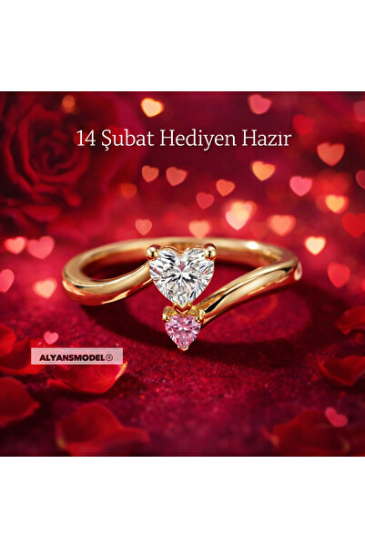 Store Yeni Özel Tasarım Kalp Kesim Tektaş Gümüş Yüzük Işıklı kutusunda