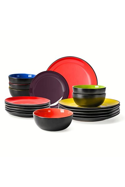 MIAMIO Dinner service for 6 people, 18-piece Le Papillon set, Bowls, Plates, ...