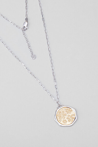 So CHIC... Kış Kristali 18 Ayar Sarı ve Beyaz Altın Kaplama 58 Cm Çift Tarafl...