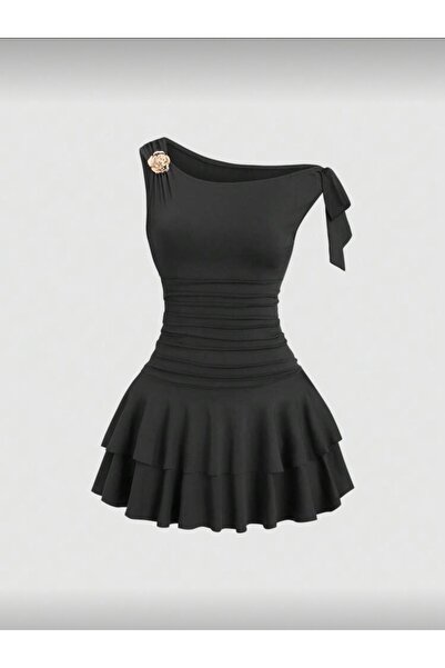 Dressco Jessica - Düşük Kol Volanlı Mini Elbise