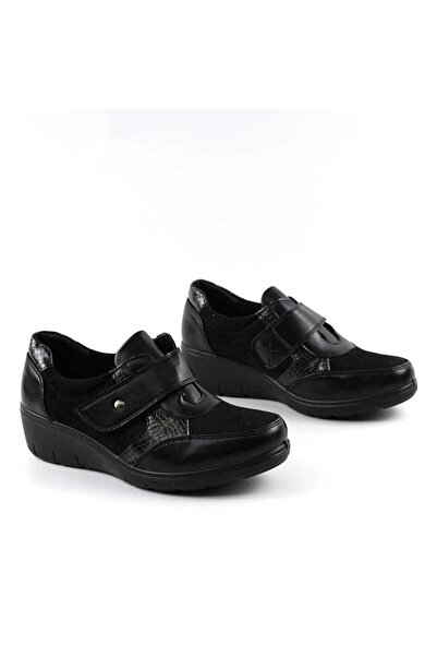 mm Women's platform shoes with snakeskin inserts 217-BLACK