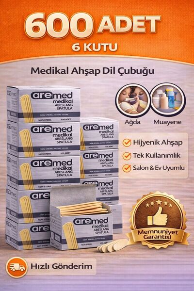 Owersea 100'lü 6 Paket Abeslang Tahta Dil Çubuğu Basacağı - Ağda Spatulası, S...