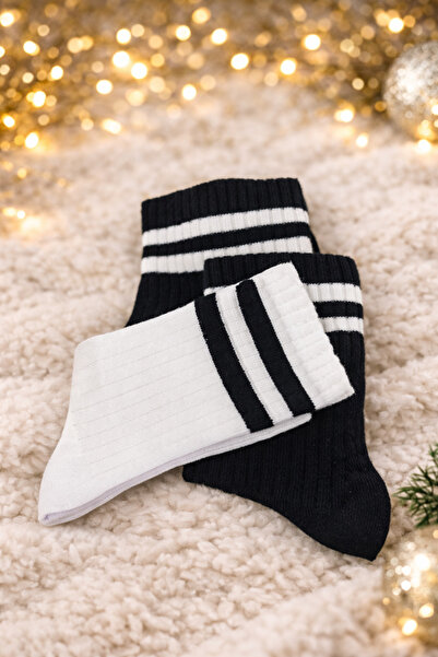 leylooks Boxed 3-Pack College Striped Socks