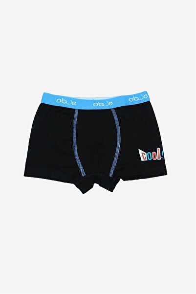 OBJE Boy's Black External Elastic Boxer Briefs