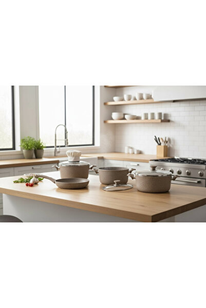 Generic Turkish granite cookware set with glass lid, 14 pieces