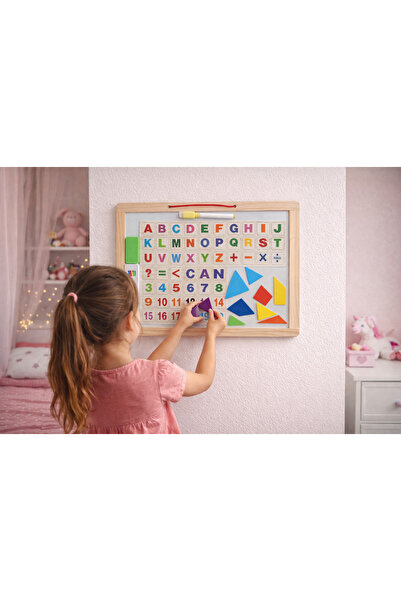 mertyavm Eğitici Yazı Tahtası Çift Taraflı Kalem Silgi ve Tebeşirli Magnet Ta...