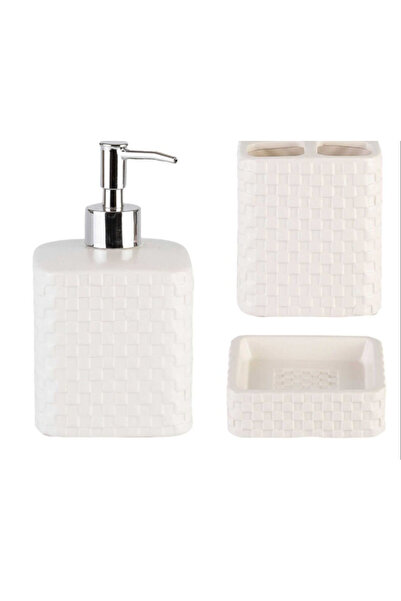 esdekor Vivyen 2-Piece Bathroom Set Liquid Solid Soap Dispenser with Silver P...