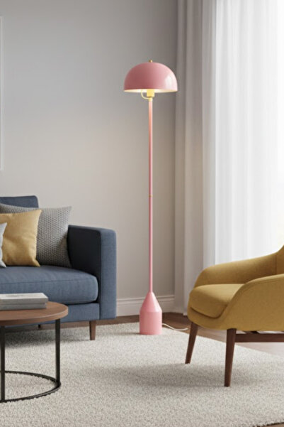 Luzarana Toms Pembe Lambader Modern Dekoratif Metal Tasarım Şık Yerden Aydınl...