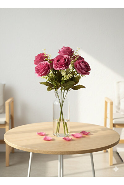 BUKET X 7 Kafalı Şimşir Aranjmanlı Gül Kurusu Gül Buketi Sevgililer Günü