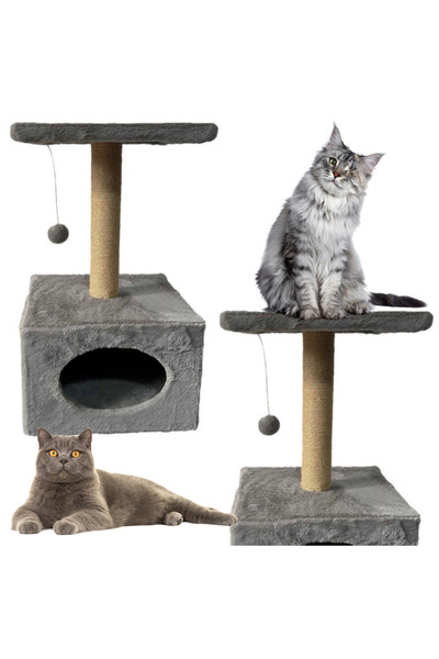 Three top online Stâlp de zgâriat cu pat de pisică agățat cu șoarece