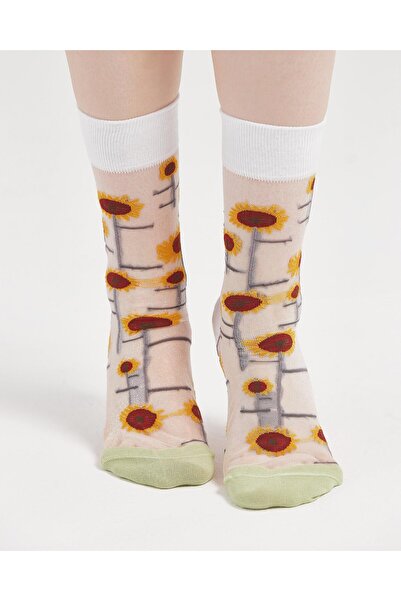 Bolero Socks Japon Kore Tarzı Transparan Kadın Çorap Ayçiçeği Desenli