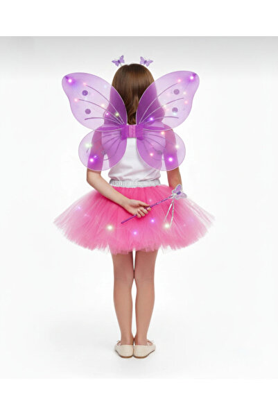 cugy parti malzemeleri LED ışıklı kelebekli kanatlı çocuk kostümü FUŞYA