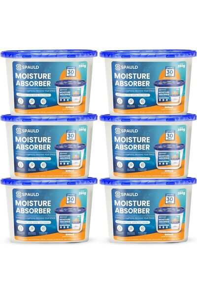 SPAULD Moisture Absorbers 6 Pack, Humidity Absorber for Wardrobes, Bathrooms,...
