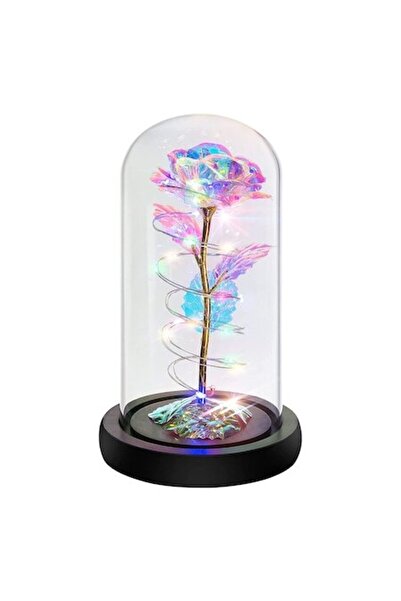 OME Immortal Cryogenic Rose, Darklove, in Glass Dome with LED Lights