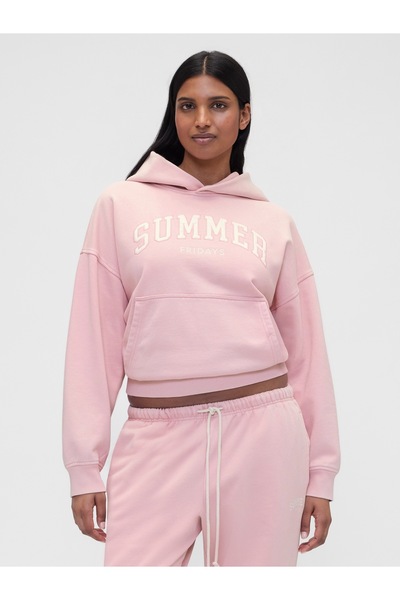 GAP Kadın Pembe × Summer Fridays Heavyweight Oversized Logo Sweatshirt