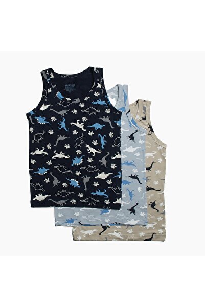 OBJE Boy's Dinosaur Pattern 3-Piece Undershirt