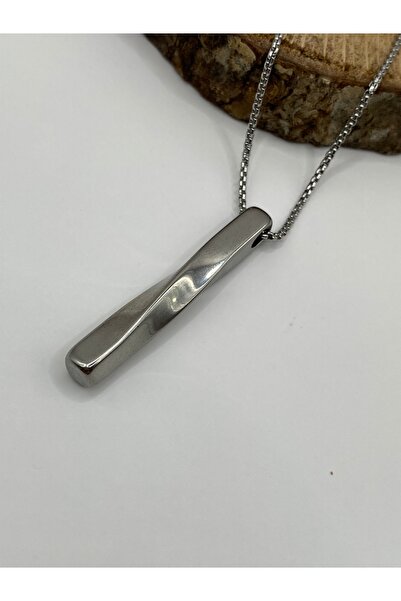 kurukafagift Cube Shaped Men's Steel Necklace Silver Color