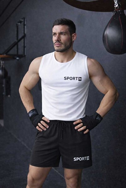 TREND ALİSSE 2-Piece Set Dynamic Set Men's Black Shorts and White Undershirt ...