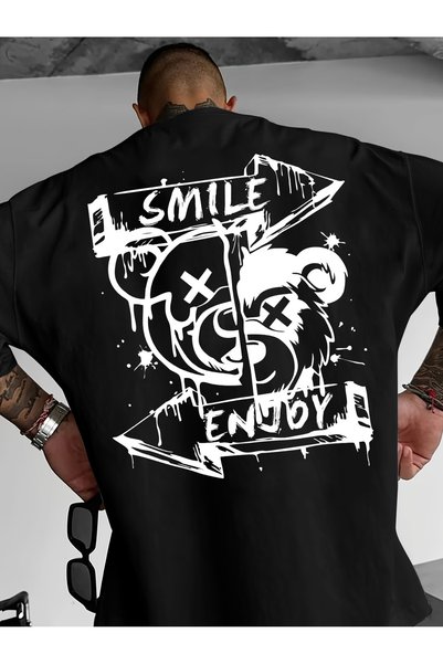 Flow touch Men's Printed Oversize Unisex T-Shirt White
