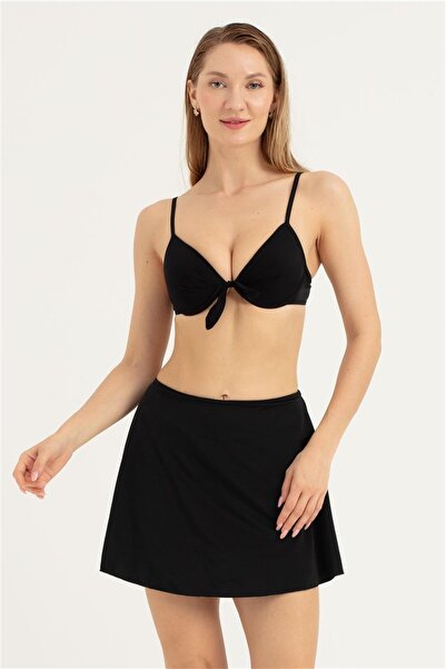 OBJE Kadın Siyah Şortlu Deniz Eteği
