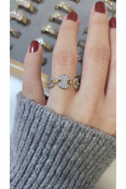 ARTEMİSİA Premium Design Sparkling Women's Double Color Ring Adjustable Witho...