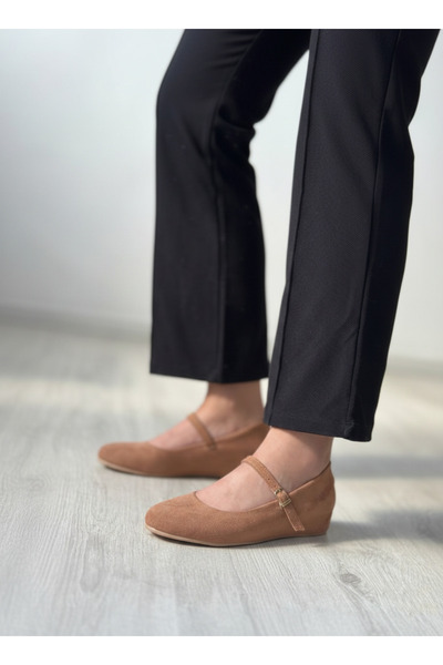 Favi Ayakkabı Балетни пантофки с подплата от таба суед и 4 см подложка