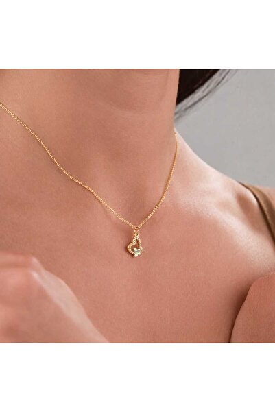 Ayzen Takı Kelebek Detaylı Minimal Kalp Kolye Antialerjik ve Kararmaz Gümüş K...