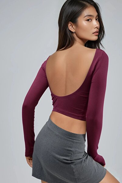 Hiccup Busem Backless Slim Fit Short Blouse