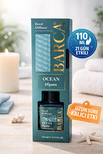 Barca Ocean Okyanus Reed Diffuser 110 ml – Kalıcı Oda Kokusu, Çubuklu Ortam K...