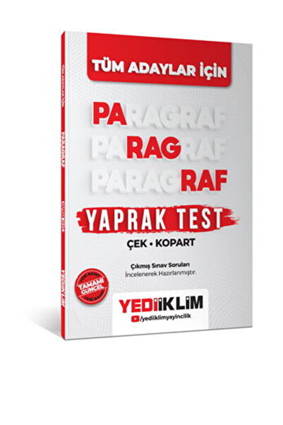 Yediiklim Yayınları Tüm Adaylar İçin Paragraf Çek Kopart Yaprak Test