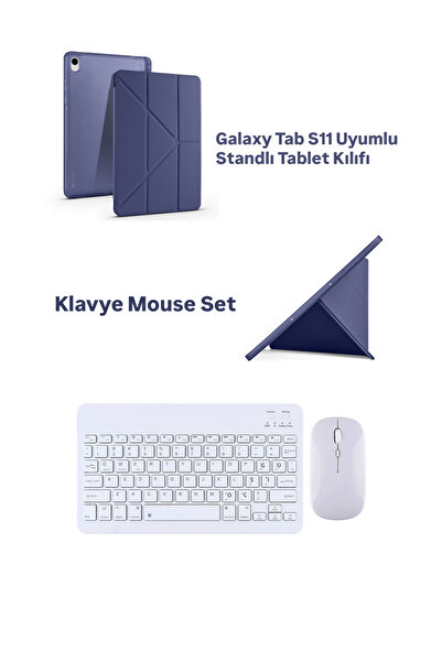 EHZ TEKNOLOJİ Galaxy Tab S11 Compatible Tablet Case with Stand + Keyboard Mou...