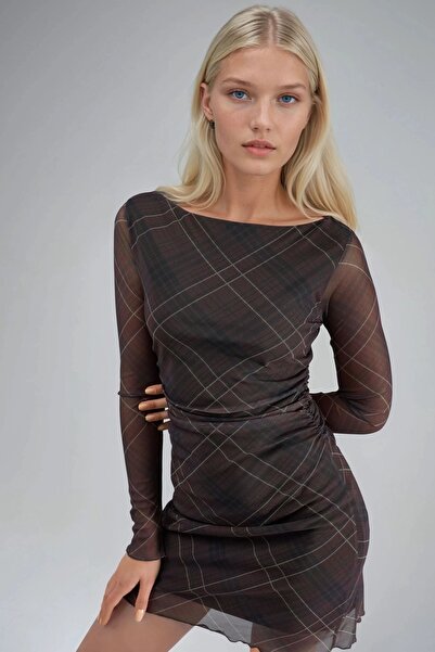 Hiccup Busem Plaid Tulle Mini Dress