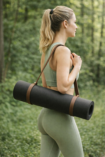 THE SIMPLE STYLE Yoga Mat Carrying Strap with Snap Fasteners - (Wooden Hook I...