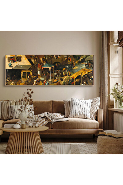 Tuba Decor Tek Parça Gerçek Ahşap Yatay Panorama Çerçeveli Tablo renkli tablo