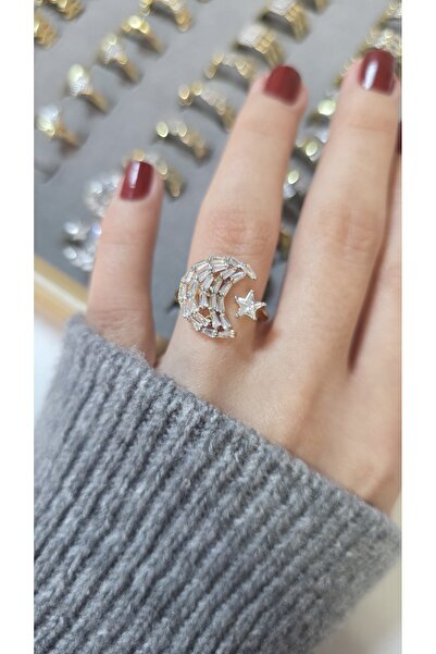 ARTEMİSİA Premium Design Sparkling Women's Double Color Ring Adjustable Witho...