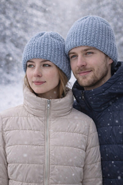 MAVECCHI Sevgililer Günü Özel | El Örmesi Çift Bere Seti – Unisex, Sıcacık Kı...