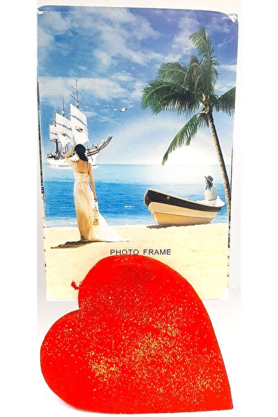 ELSA Kalpli Ahşap Fotoğraf Çerçevesi – Sevgiye Özel Dokunuş ❤️