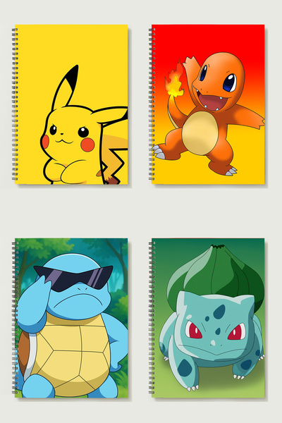 BLACKONECLASS POKEMON 4'LÜ SET A5 Metal Spiralli Çizgisiz Karton Kapak POKEMO...