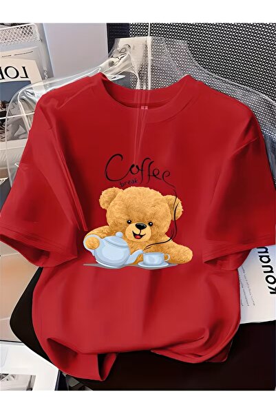 oneagılyazı Γυναικείο μπλουζάκι Coffee Bear - Χαριτωμένο αρκουδάκι και φλιτζά...