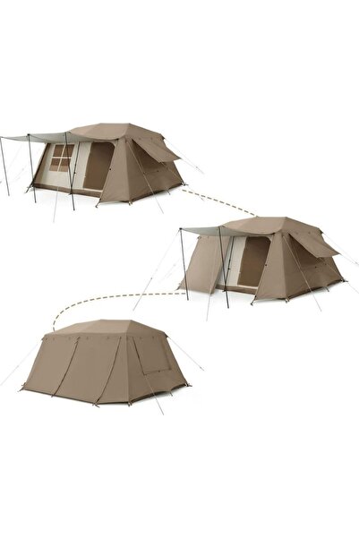 Nurcamp خيمة تخييم عائلية متينة مع مظلة ونوافذ تتسع لـ 10 أشخاص 290X400X190